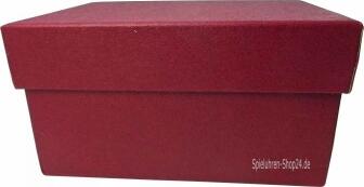 Geschenkbox rot für Schmuckei Fabergèstil mit Karussellpferd und Spieluhren-Miniaturwerk