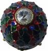 Schmuckei Rot Gruen Blau mit Miniatur Spieluhr im Stil Fabergé, Kuppel mit glasfarbenem Zierstein