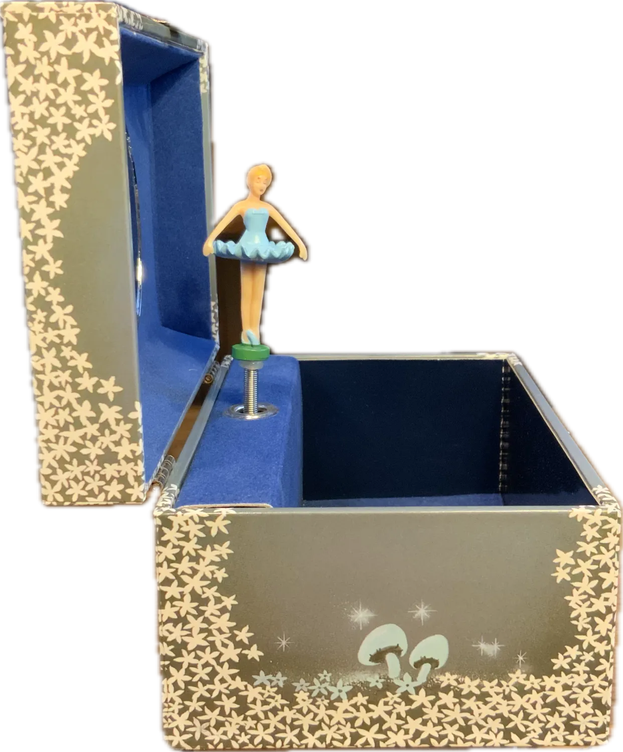 Ballerina Spieluhr, drehender Ballerina, Schwanensee - Spieluhr seitlich geöffnet