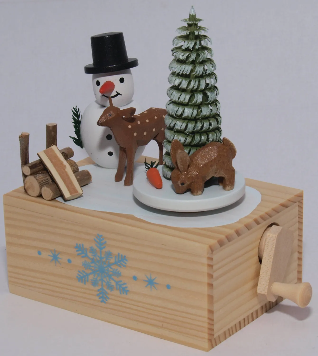 222/125 Seiffen Erzgebirge - Spieldose Klimperkästchen Schneemann Draufsicht
