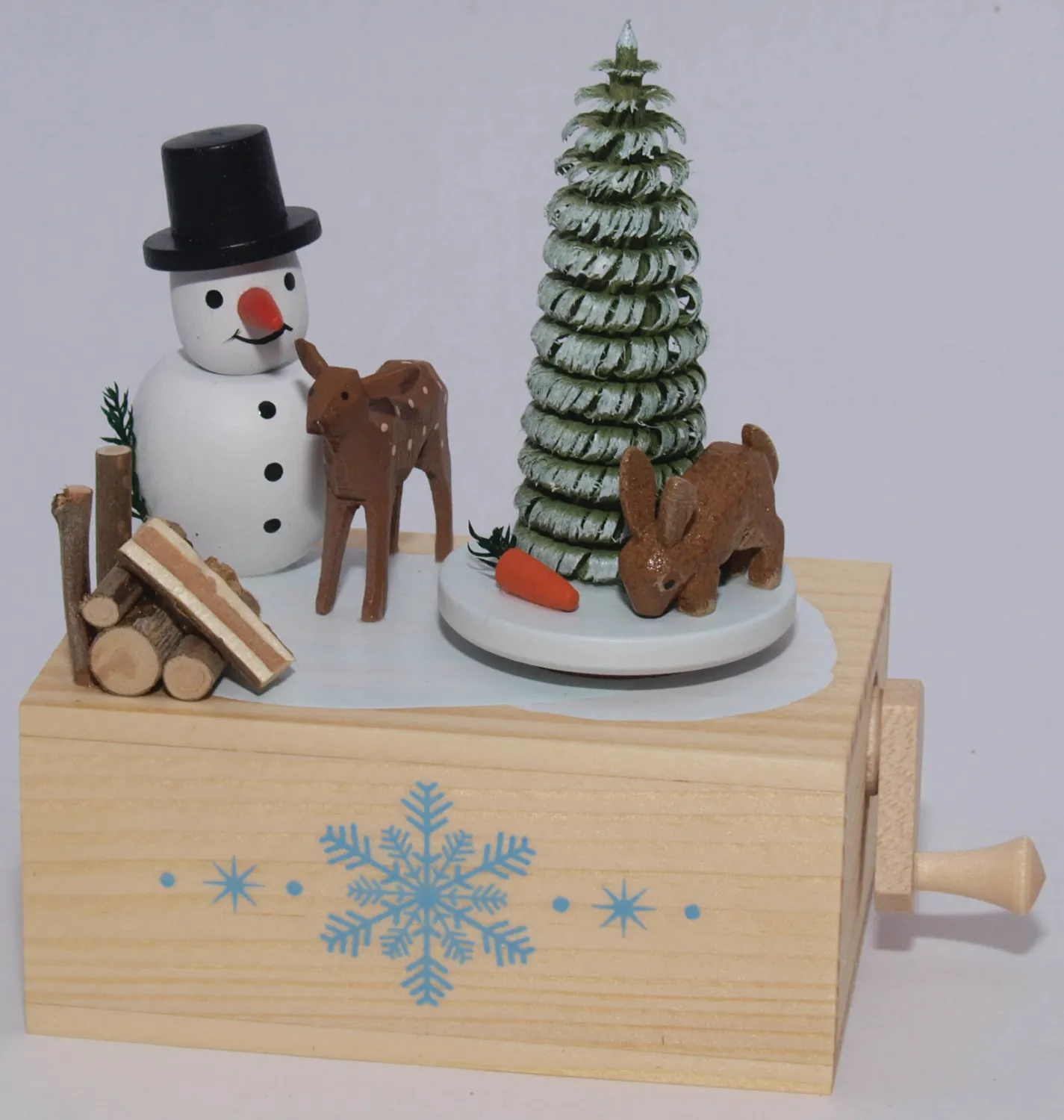 222/125 Seiffen Erzgebirge - Spieldose Klimperkästchen Schneemann, Draufsicht