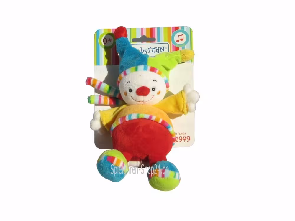 Baby-Spieluhr mini aus der Reihe 70´s Stripes Clown Pierre, Ansicht in der Packung