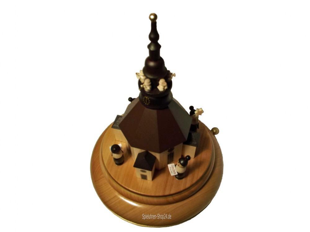 Musikdose aus Erzgebirge, Weihnachten mit Seiffener Kirche, Ansicht von oben