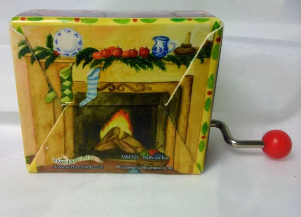 Spieluhr Handkurbel in stabiler Ummantelung, Weihnachts-Collektion, Rückseite mit gemütlicher