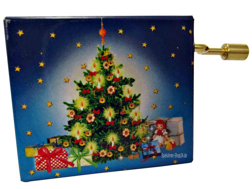 Hand-Kurbelspielwerk Weihnachten mit Weihnachtsbaum Motiv