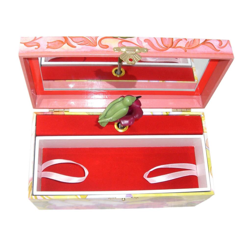 Spieluhr Däumelinchen geöffneter Deckel, Sicht von oben auf herausnehmbares Innenfach