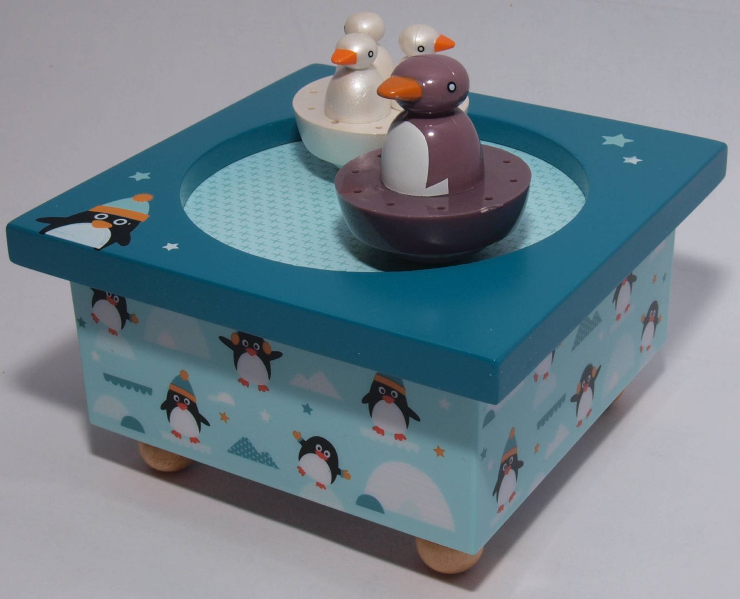 Trousselier Spieluhr mit tanzenden Figuren Pinguine 11,5 x 11,5 x 8,5 cm  