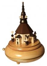 Musikdose aus Erzgebirge, Weihnachten mit Seiffener Kirche, Frontansicht