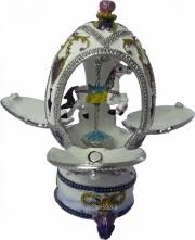 Fabergè Stil Schmuckei Karussellpferd mit Miniaturspielwerk
