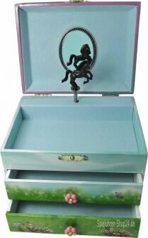 Schmuckdose mit Spieluhr, Pferdemotiv