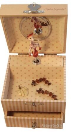 Spieldose  "Sophie la girafè " von Trousselier, geöffnet, Sicht von oben, ohne Dekoration