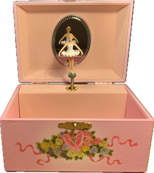 Kinder-Spieluhr, Ballerina rosa Tutu von Trousselier, drehende Ballerina, Love Story von F. Lai