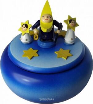 Musikdose Erzgebirge mit Mondgruppe, farbig