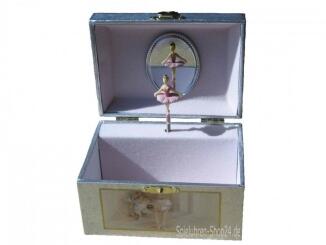 Schmucktruhe mit Spieluhr Ballett silber (B-Ware)