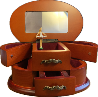 Erwachsenen - Spieluhr mit Schmuckfach oval, drehende Ballerina, Bolero von Ravel