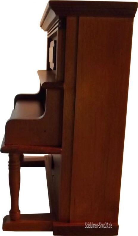 Klavier Spieluhr Holz mit Melodie  Für Elise , Seitenansicht, Deckel über Klaviatur geschlossen