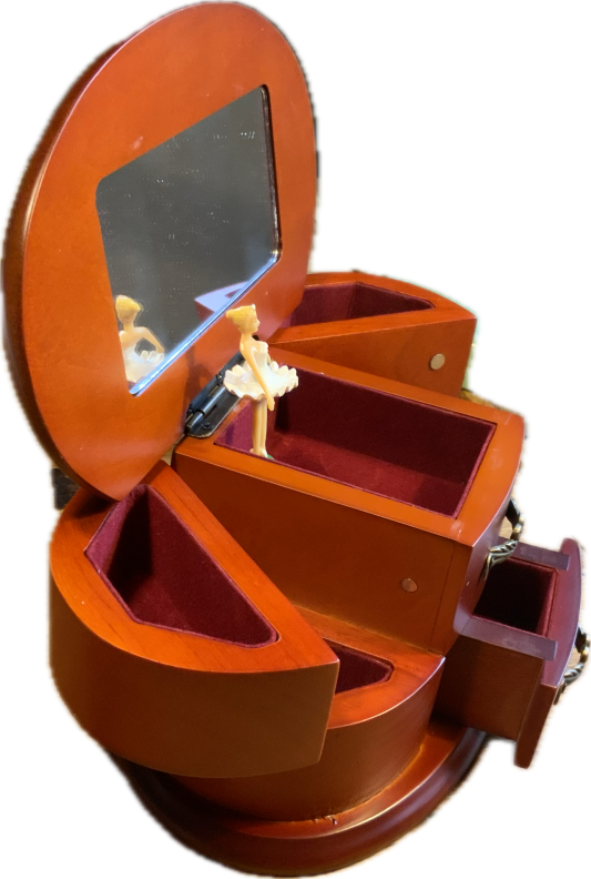 Spieluhr seitlich geöffnet