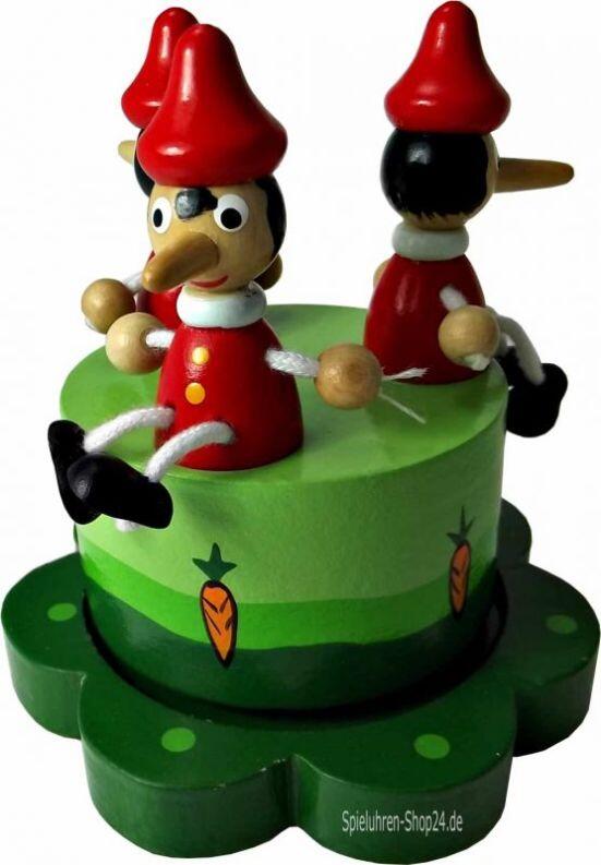 Spieluhr - Der hölzerne Pinocchio, mit schlenkernden Armen und Beinen