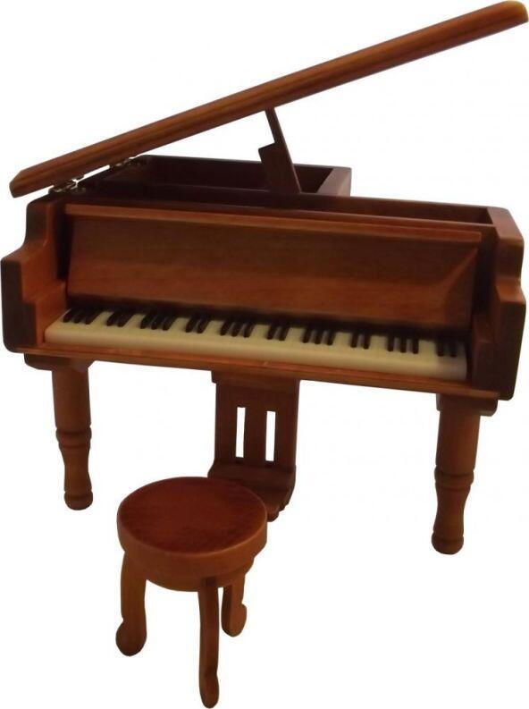 Holz-Flügel mit Spieluhr von Böhme Music, detailgetreu, vorn geöffnet