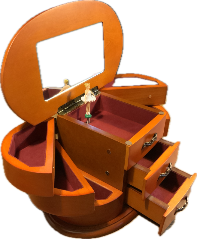 Spieluhr seitlich geöffnet