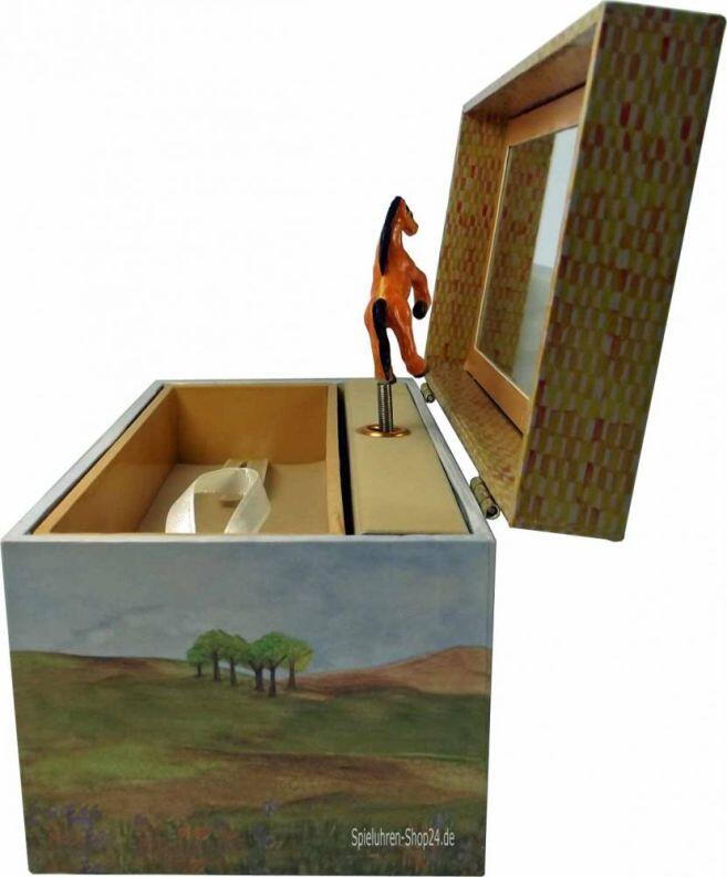 Kinder-Spieluhr, Pferd mit Fohlen - drehendes Pferd