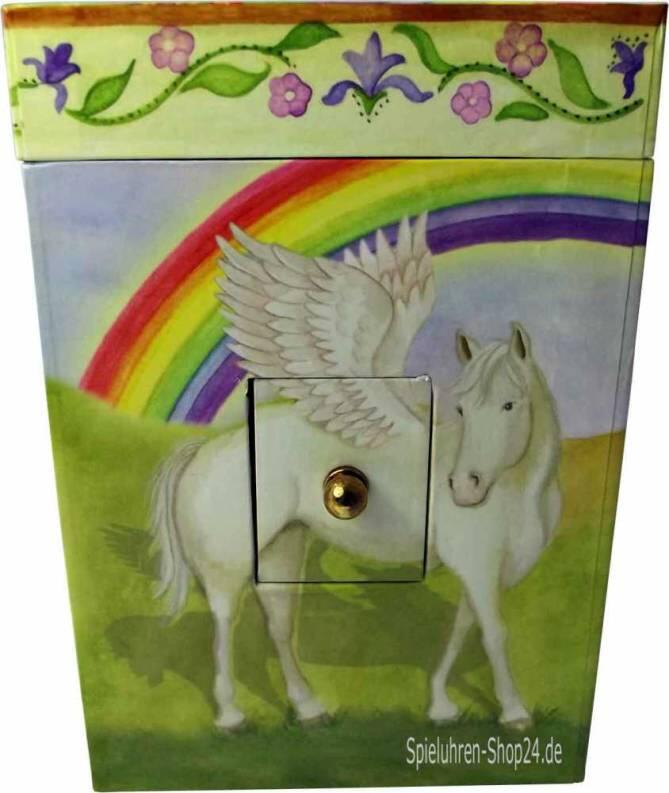 Die rechte Spieluhrenseite zeigt das stolze Pferd in ganzer Schönheit