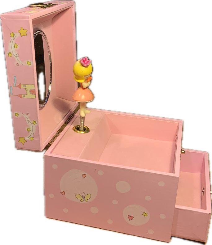 Spieluhr seitlich geöffnet