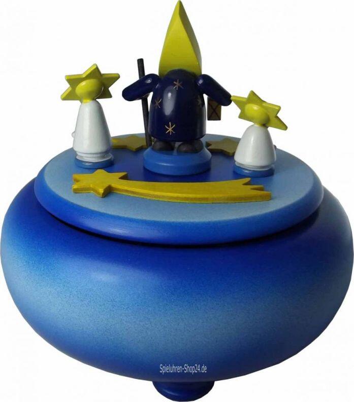 Die Rückseite der kleinen Mondgruppe, hinter ihnen die gelbe Sternschnuppe