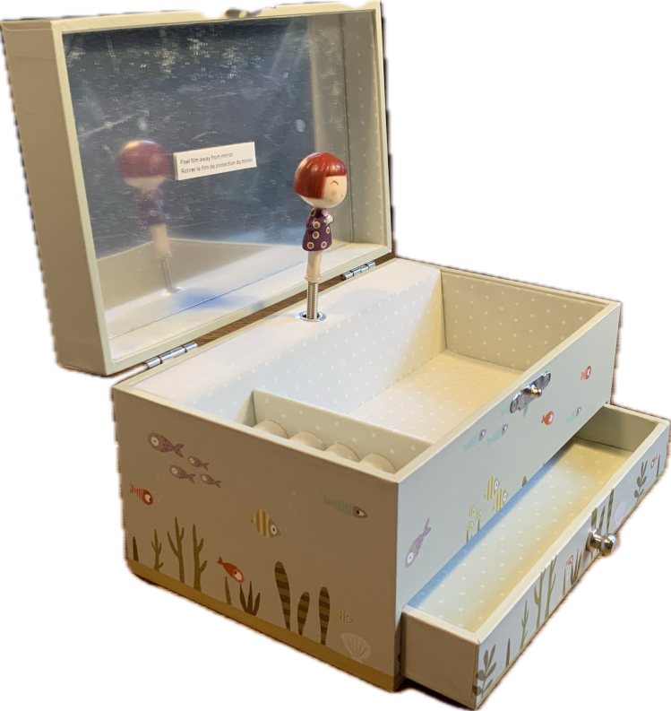 Spieluhr seitlich geöffnet