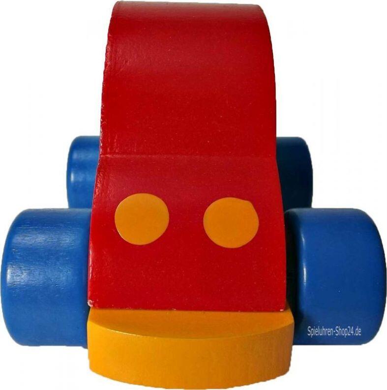 Spieluhr - Rotes Auto aus Holz, Auto fährt nach dem Aufziehen allein