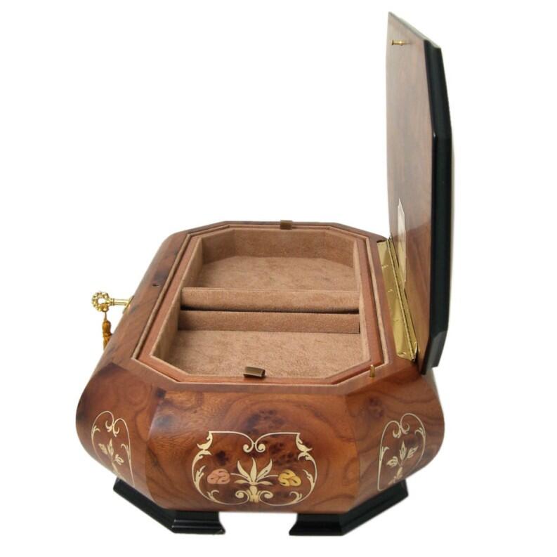 Edle Schmuckschatulle von Böhme Music - 30 Ton Musikwerk, Spieluhr Seitenansicht, rundherum mit