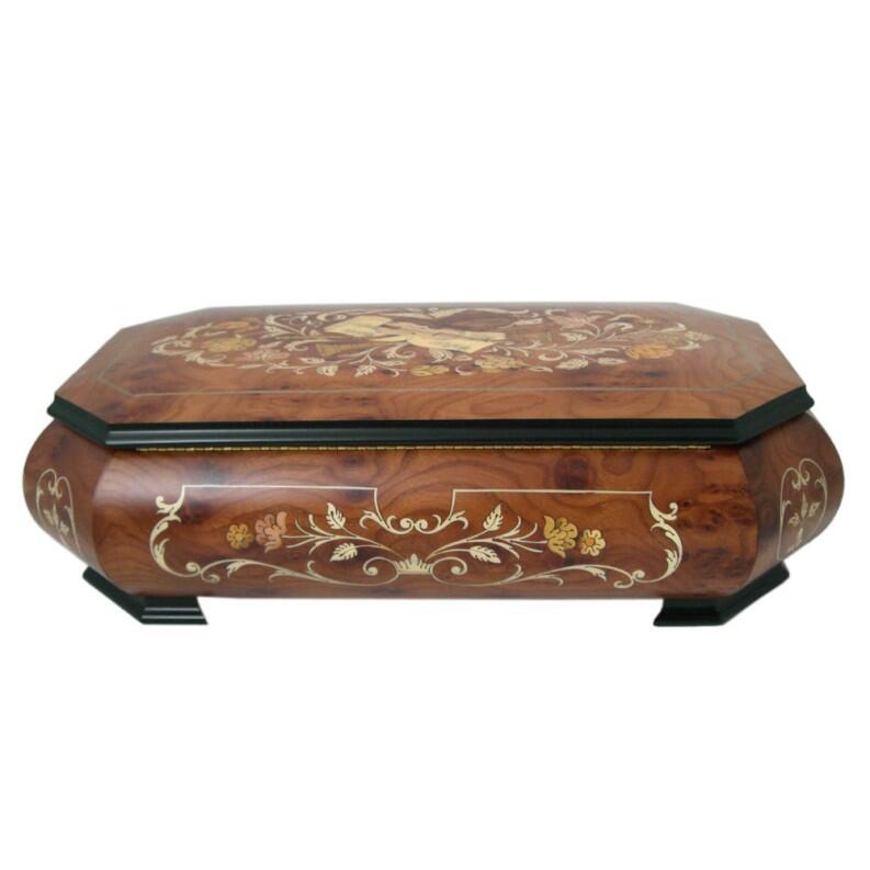 Edle Schmuckschatulle von Böhme Music - 30 Ton Musikwerk, Spieluhr geschlossen, Ansicht Rückseite