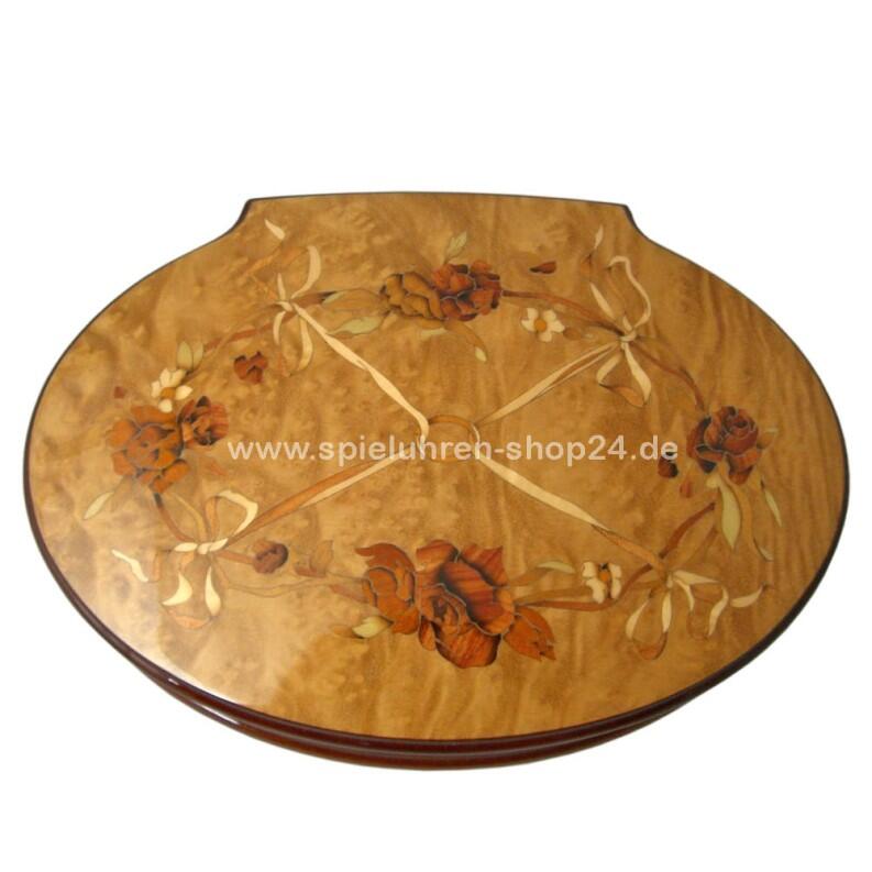 Callista - edle Musikdose von Reuge mit wunderschönen Intarsien auf edlem hochglänzenden Holz