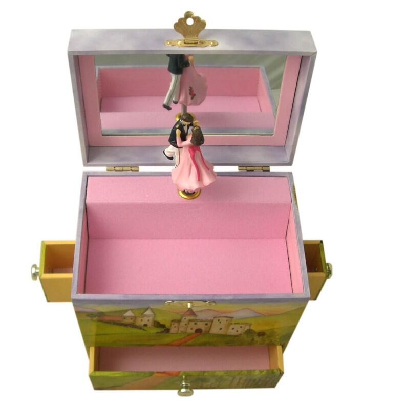 Spieluhr Tanzpaar Prinz & Prinzessin, geöffnete Spieldose Ansicht von oben