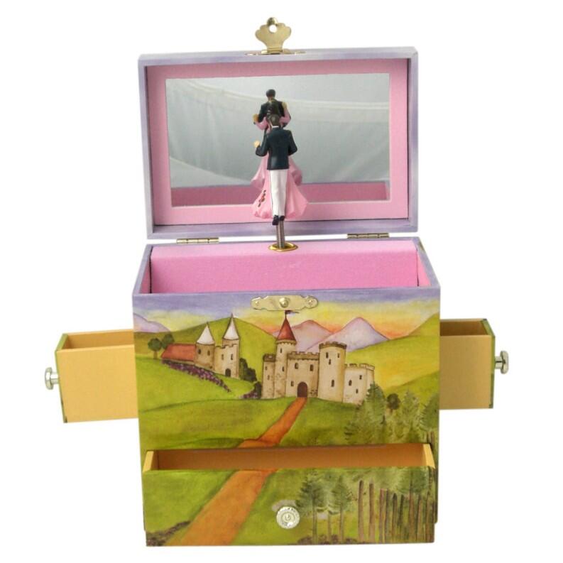 Spieluhr Tanzpaar Prinz & Prinzessin, geöffnete Spieldose Frontansicht