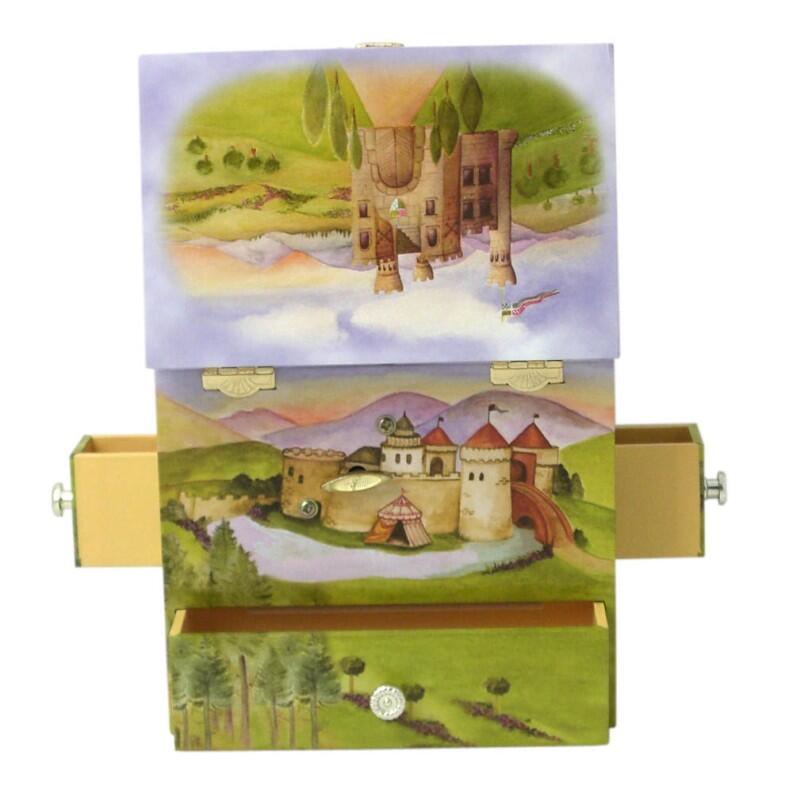 Spieluhr Tanzpaar Prinz & Prinzessin, geöffnete Spieldose Ansicht Rückseite