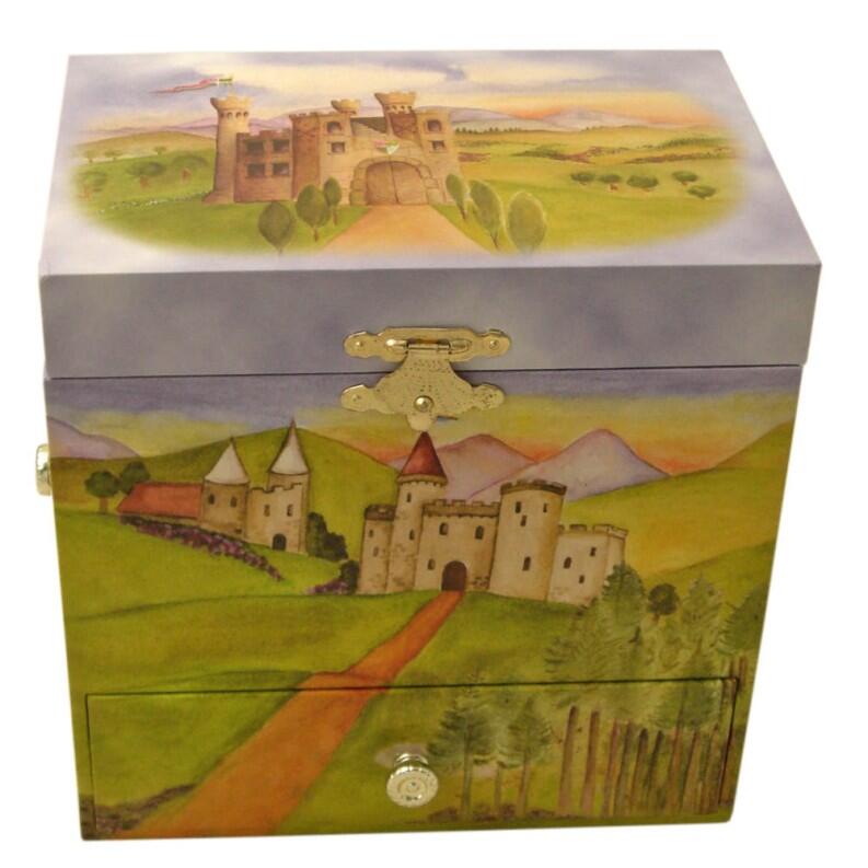 Spieluhr Tanzpaar Prinz & Prinzessin, geschlossene Spieldose Ansicht von oben und vorn