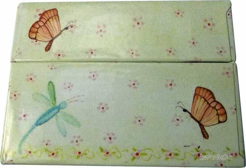 Zahndöschen mit seitlichem, aparten Dekor, Libelle und Schmetterlinge