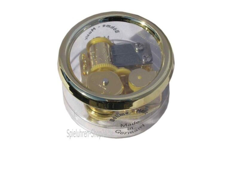 Runde Spieldose Acryl von Böhme Music, Ansicht von oben