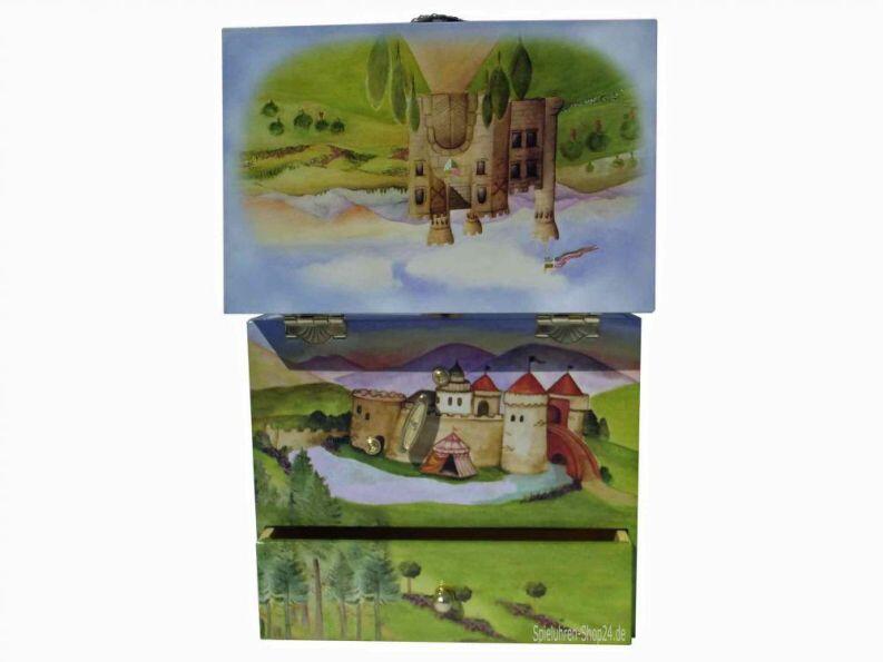 Drachenschloss - Dragon′s Castle Spieluhr, Rückseite geöffnete Spieluhr