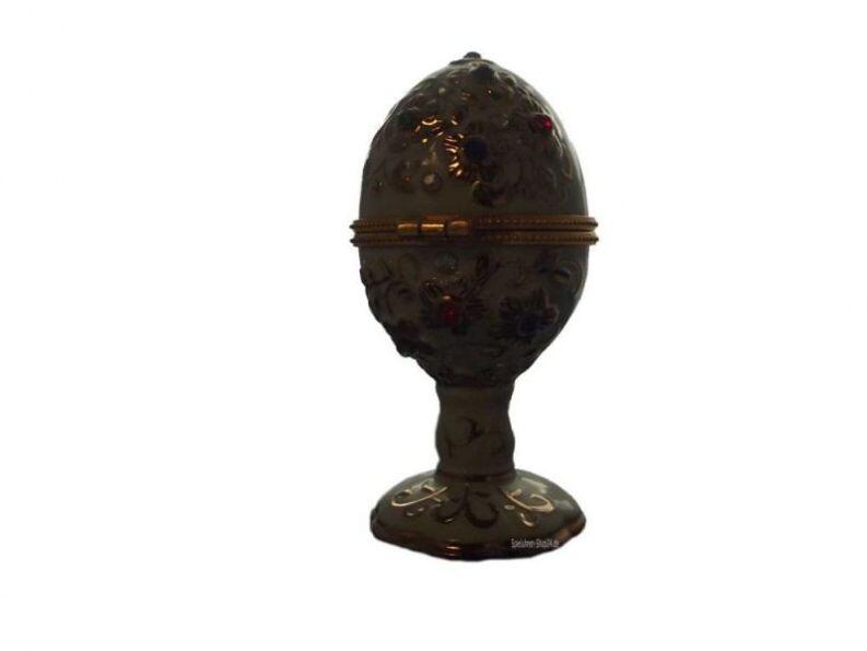 Schmuckei im Fabergè Stil, lindgrünes Porzellan, Ansicht hinten bei geschlossenem Deckel