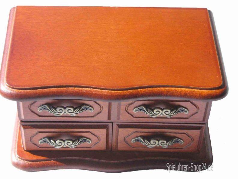 Schmucktruhe Holz mit Ballerina, Ansicht von oben auf geschlossenen Deckel