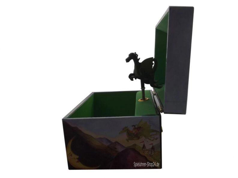 Drachenwelt, Dragon′s World - Playful Dragon, Enchantmints, Seitenansicht geöffnete Spieluhr