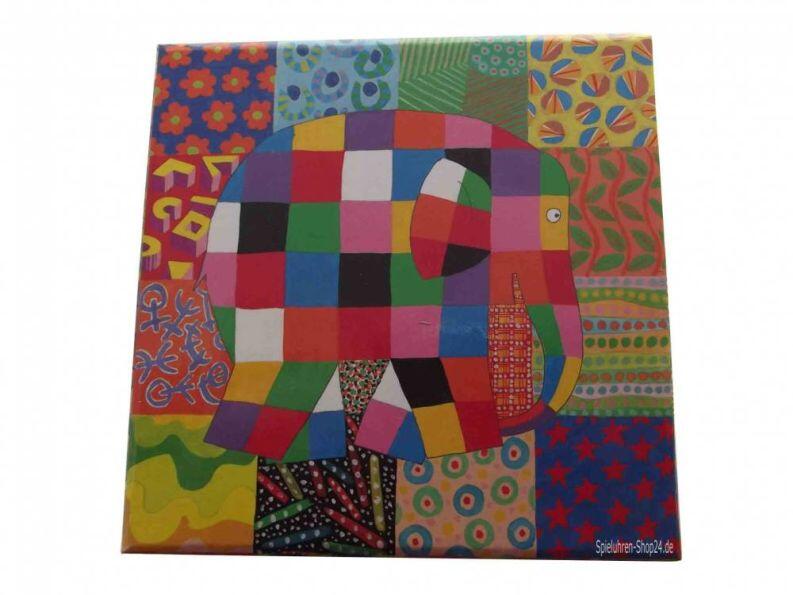 Elmar der Elefant, Spieluhr Würfel-Form von Trousselier©, Ansicht auf Deckel der geschlossenen