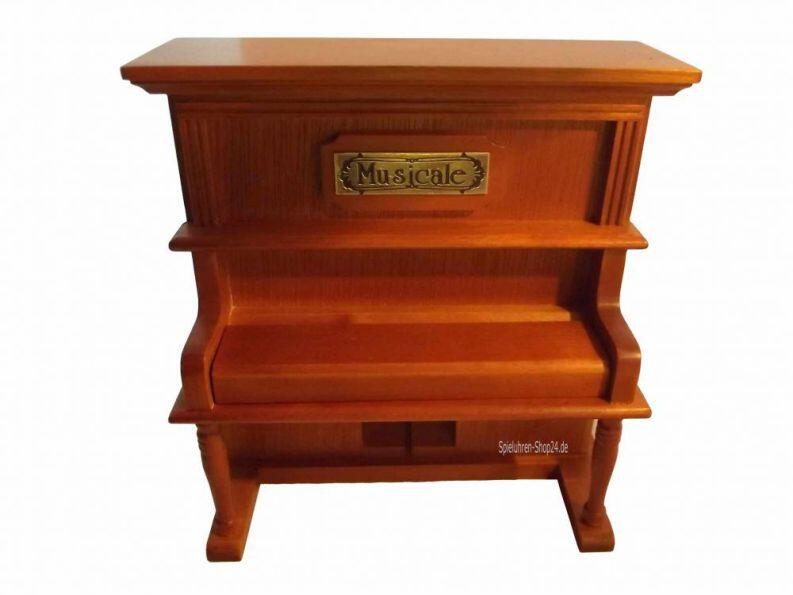 Klavier Spieluhr Holz mit Melodie  Für Elise  , Deckel über Klaviatur zugeklappt