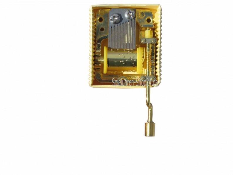 Handkurbelwerk messingfarben in Kartonschachtel