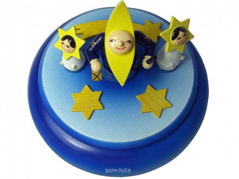 Ansicht von oben, man schaut direkt in das freundliche Gesicht vom Mondmann