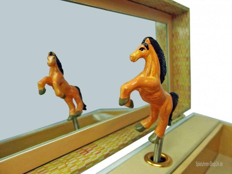 Kinder-Spieluhr, Pferd mit Fohlen - drehendes Pferd