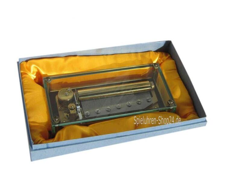 Rhymes - 78tönige Kristallglas Spieluhr, Ansicht von oben in hochwertiger Geschenkbox