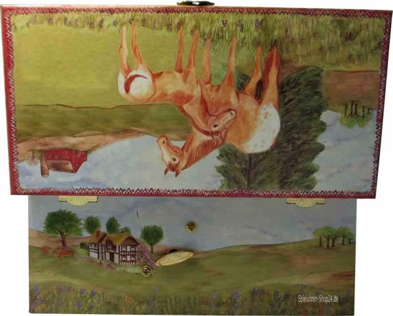 Kinder-Spieluhr, Pferd mit Fohlen - drehendes Pferd